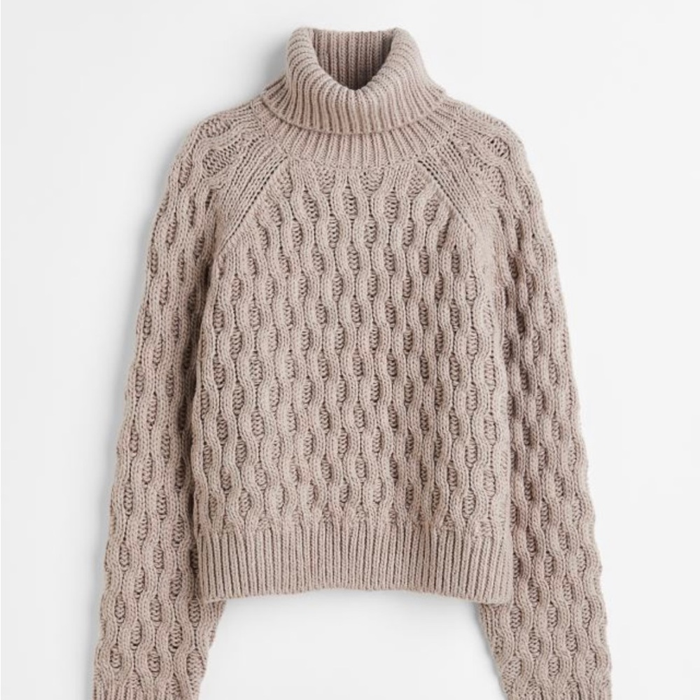Cable-Knit Turtleneck Sweater